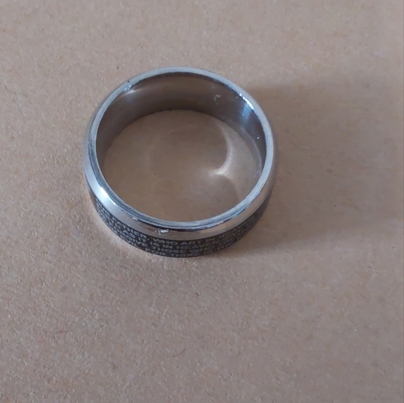 Christian Design Accessories,Men's Stainless Steel Lords Prayer ring Band,Size 9 - Picture 4 of 5